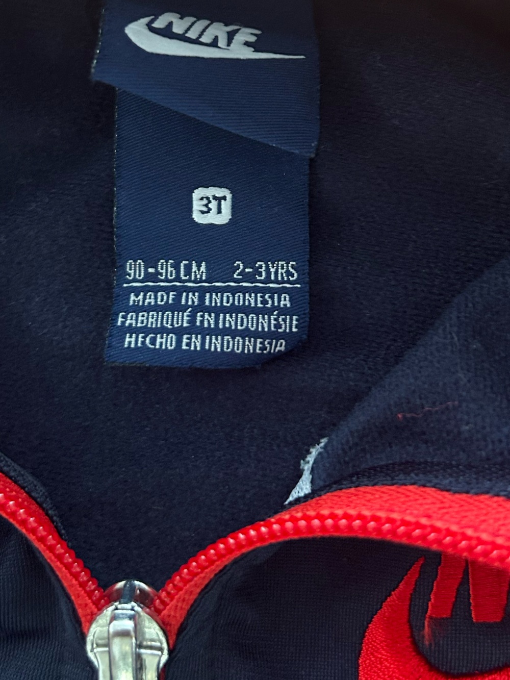 Nike Toddler Tracksuit Zip Up Jacket Navy Blue/Red 3T - Picture 5 of 6